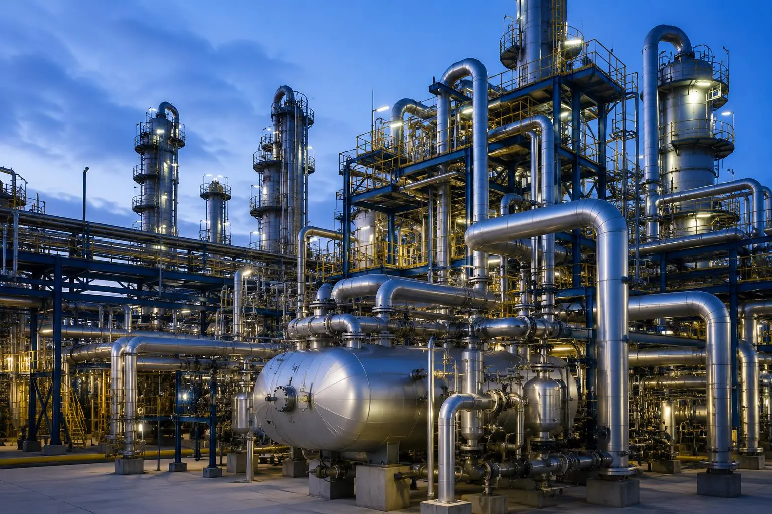 Industriële leidingcomponenten in een productieomgeving