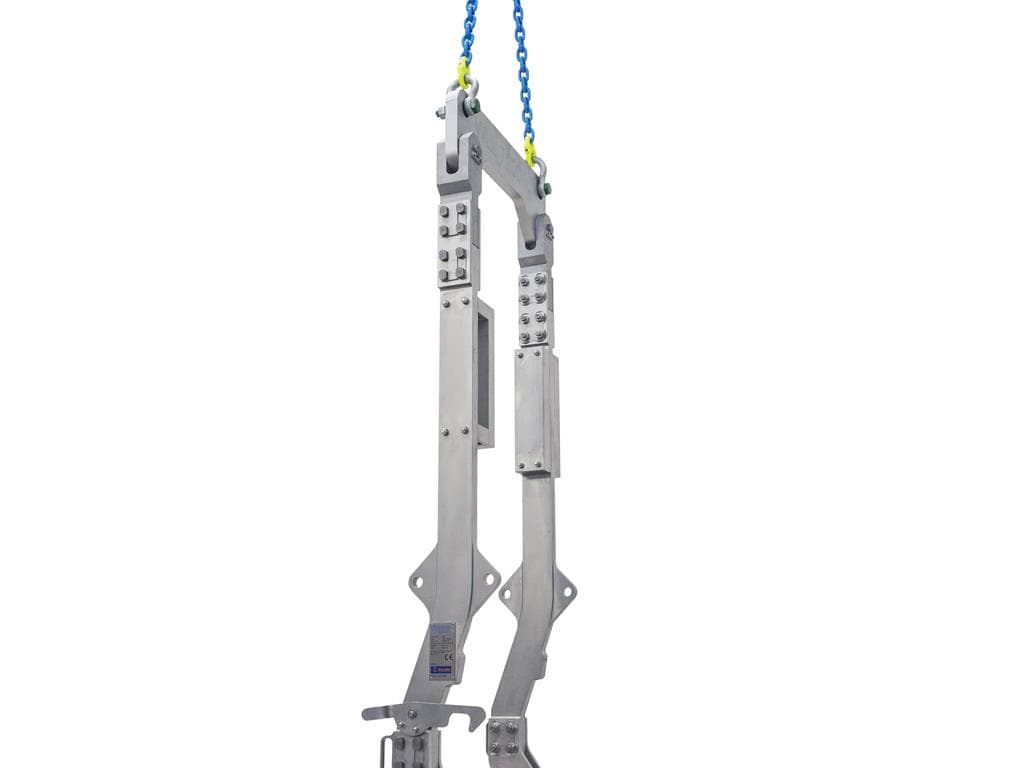 RVS hijs- en kanteljuk voor een container van 6,5 ton
